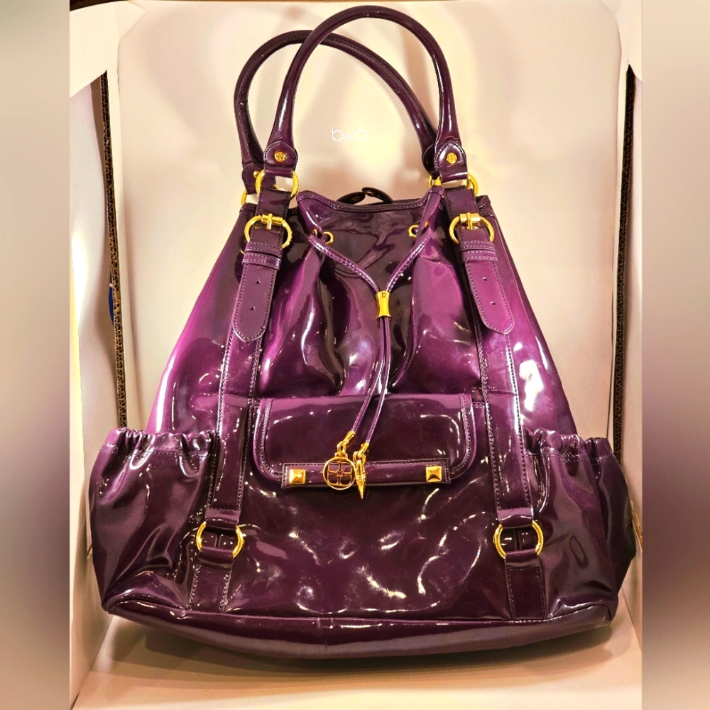 IMAN Global Chic Purple Patent Leather Oversize Handbag